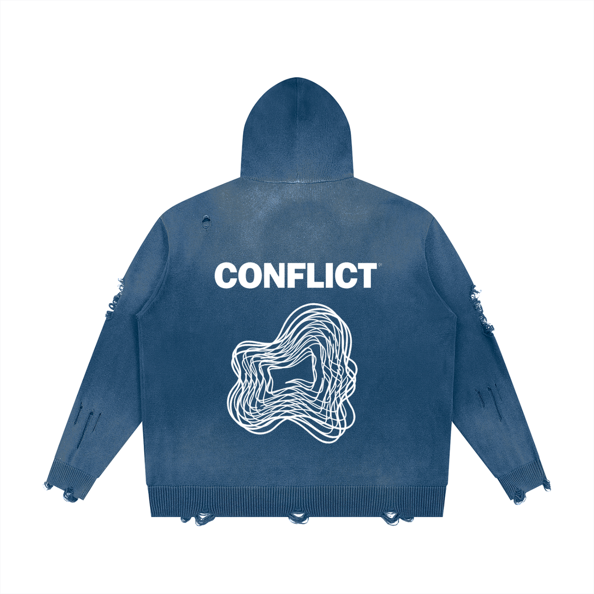 Plot Twist Conflict Distressed Full Zip Hoodie