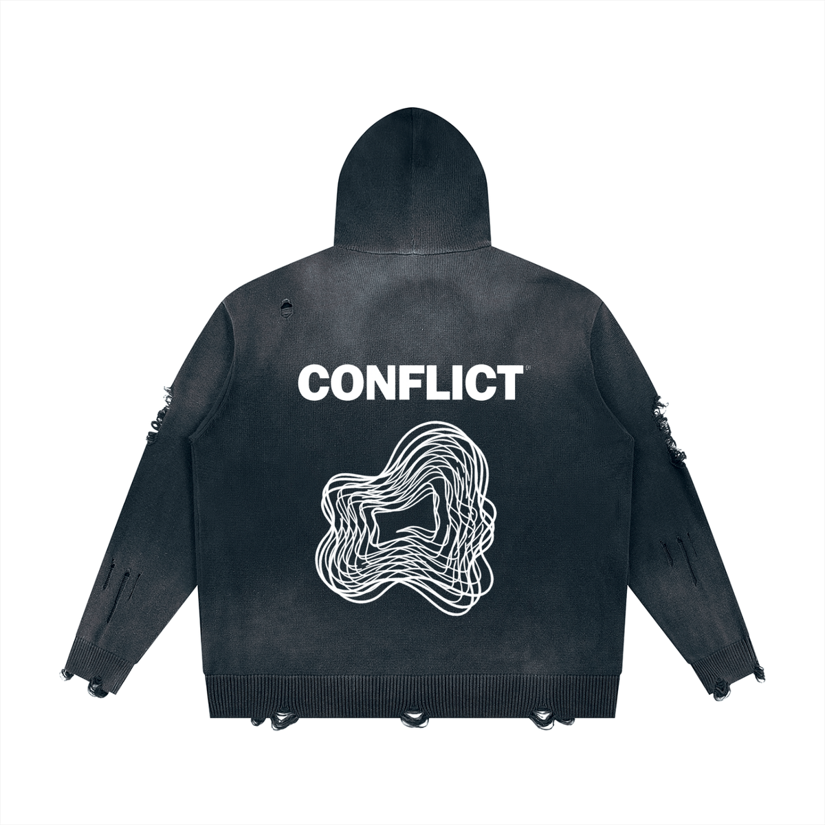 Plot Twist Conflict Distressed Full Zip Hoodie