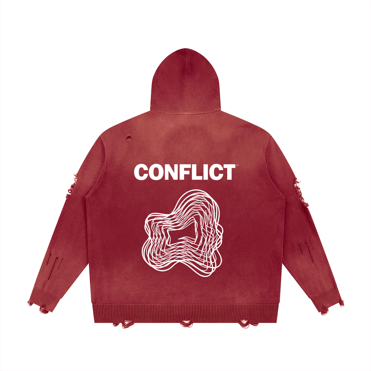 Plot Twist Conflict Distressed Full Zip Hoodie