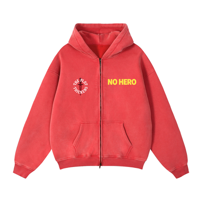 Plot Twist No Hero Boxy Zip-Through Hoodie