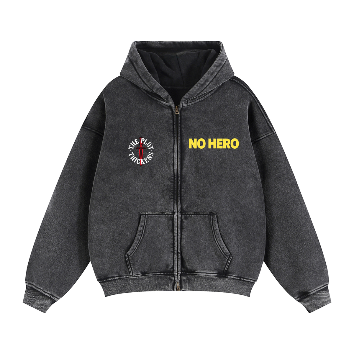 Plot Twist No Hero Boxy Zip-Through Hoodie