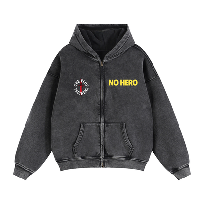 Plot Twist No Hero Boxy Zip-Through Hoodie