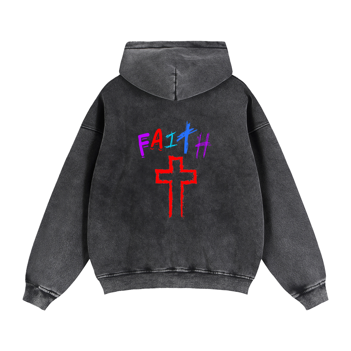 FAitH Collection Red Cross Boxy Zip-Through Hoodie