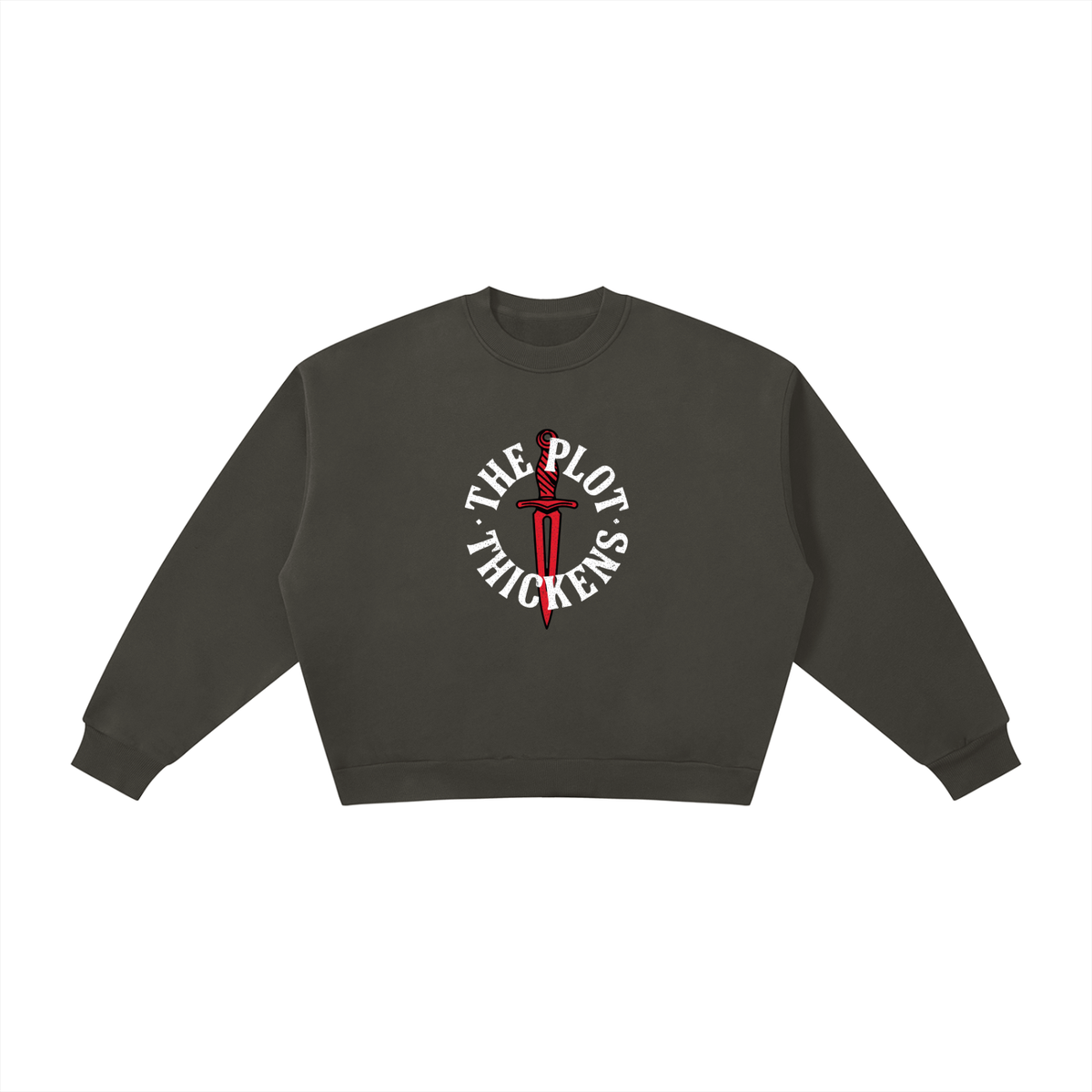 Plot Twist The Plot Thickens Boxy Crewneck Sweatshirt
