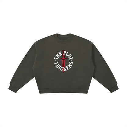 Plot Twist The Plot Thickens Boxy Crewneck Sweatshirt