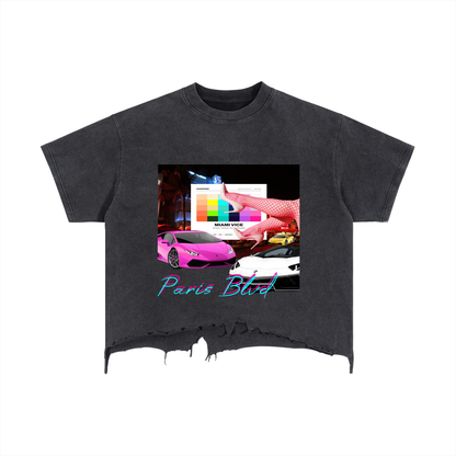 Miami Vice Collection Pink Aqua Distressed T-Shirt