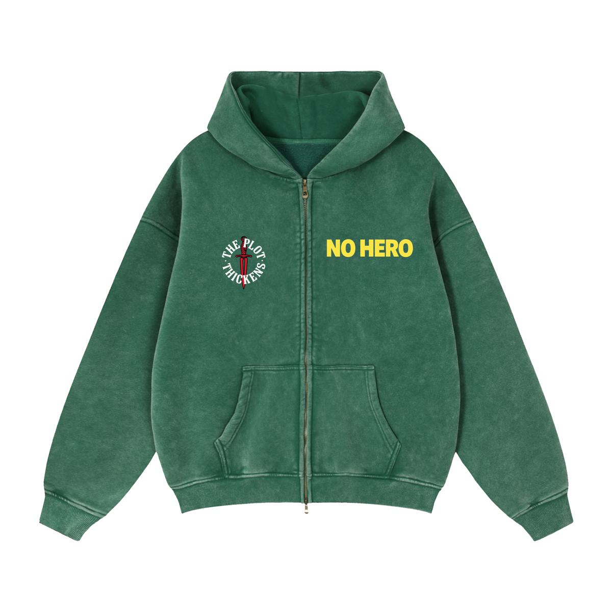 Plot Twist No Hero Boxy Zip-Through Hoodie