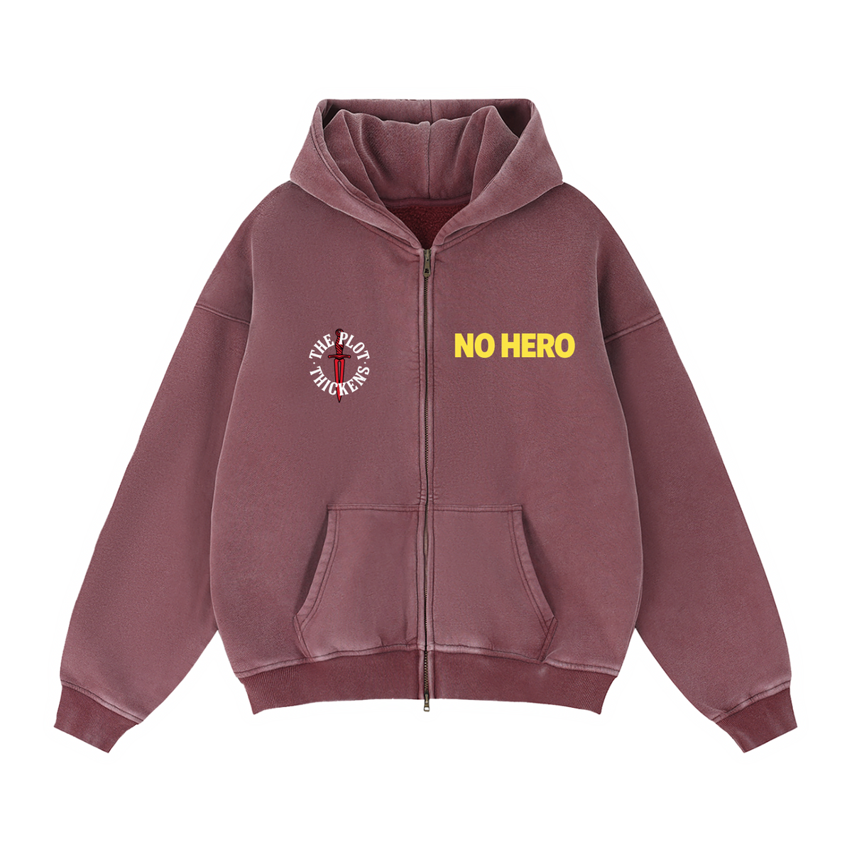 Plot Twist No Hero Boxy Zip-Through Hoodie