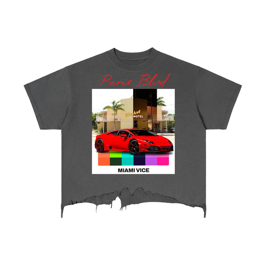 red,lambo,miami,beach,miamibeach,sunset,miamivice,redlambo,graphictee,boxytee,boxyshirt,distresed,vintagewash,parisblvd