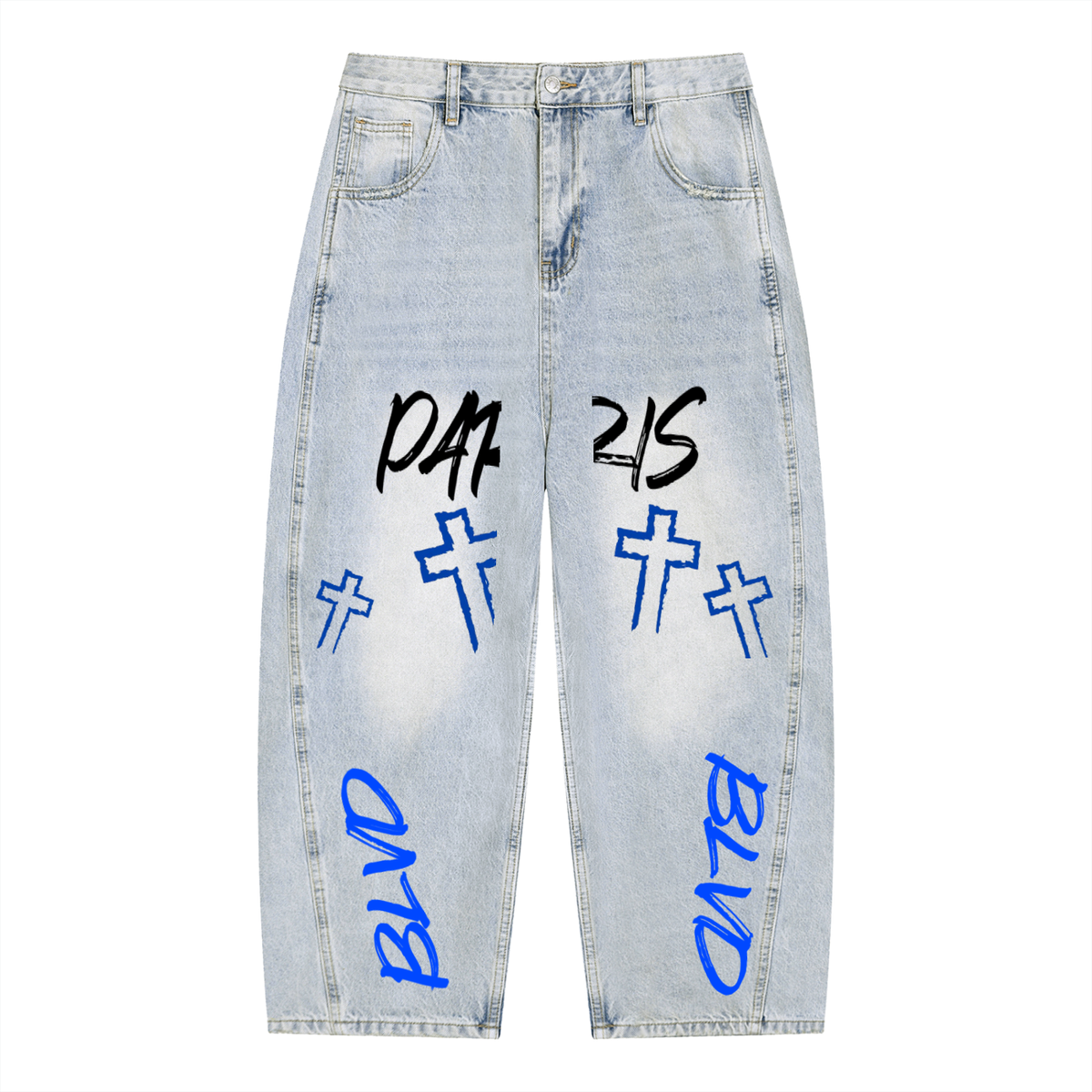 FAitH Collection Blue Cross Barrel Leg Jeans (Men's)