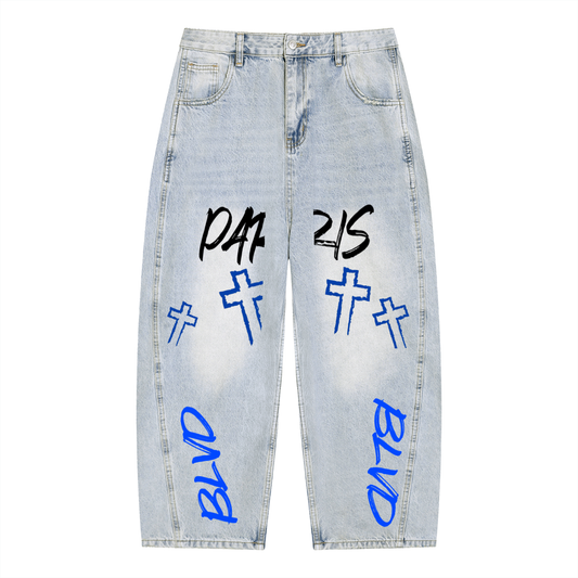 FAItH Collection Blue Cross Barrel Leg Jeans (Men's)