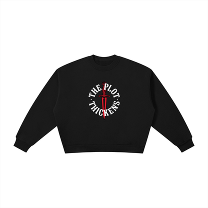 Plot Twist The Plot Thickens Boxy Crewneck Sweatshirt