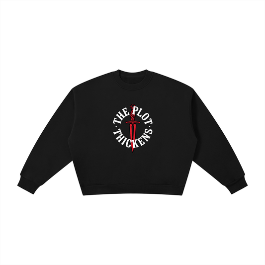 Plot Twist The Plot Thickens Boxy Crewneck Sweatshirt