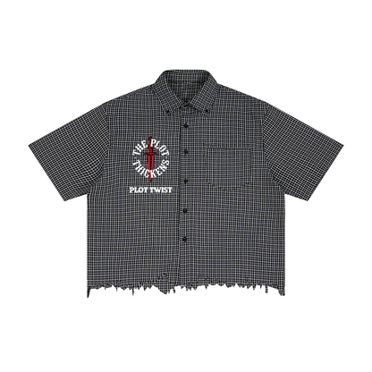 Plot Twist Distressed Plaid Button Shirt