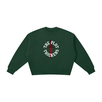 Plot Twist The Plot Thickens Boxy Crewneck Sweatshirt
