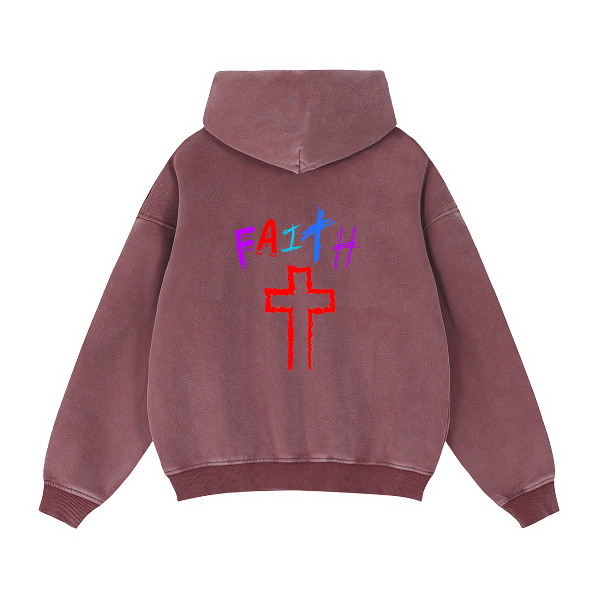 FAitH Collection Red Cross Boxy Zip-Through Hoodie