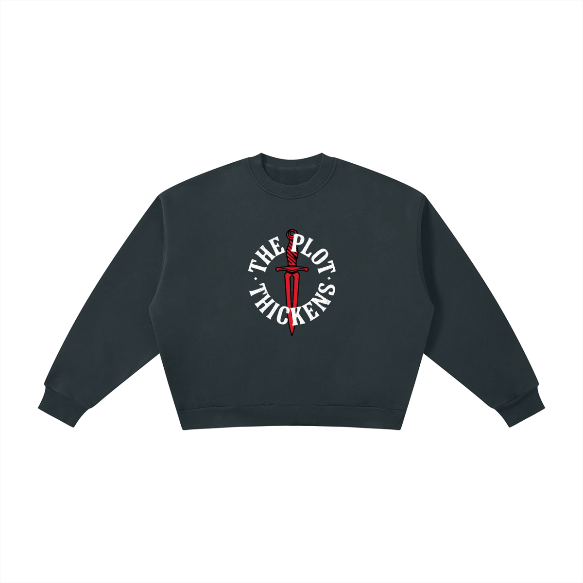 Plot Twist The Plot Thickens Boxy Crewneck Sweatshirt