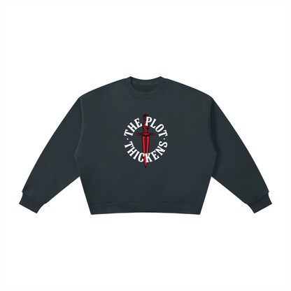 Plot Twist The Plot Thickens Boxy Crewneck Sweatshirt