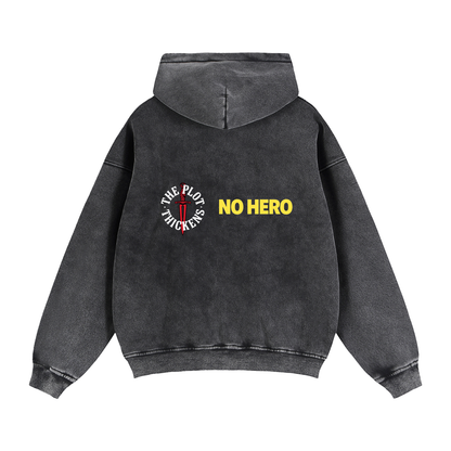 Plot Twist No Hero Boxy Zip-Through Hoodie