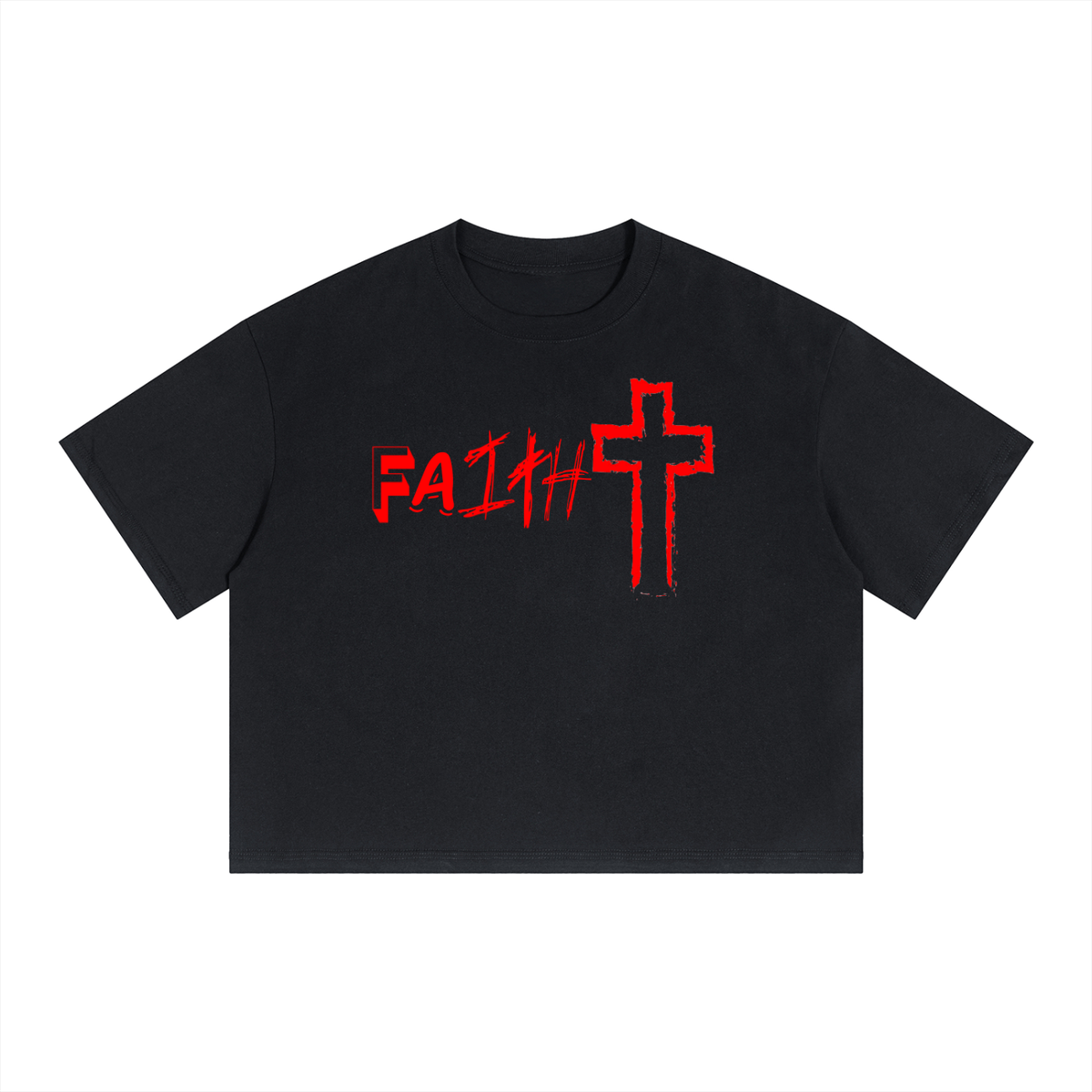 FAitH Collection Drop Shoulder Crop T-Shirt