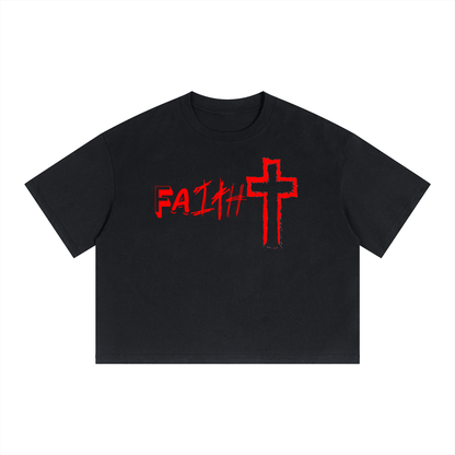 FAitH Collection Drop Shoulder Crop T-Shirt