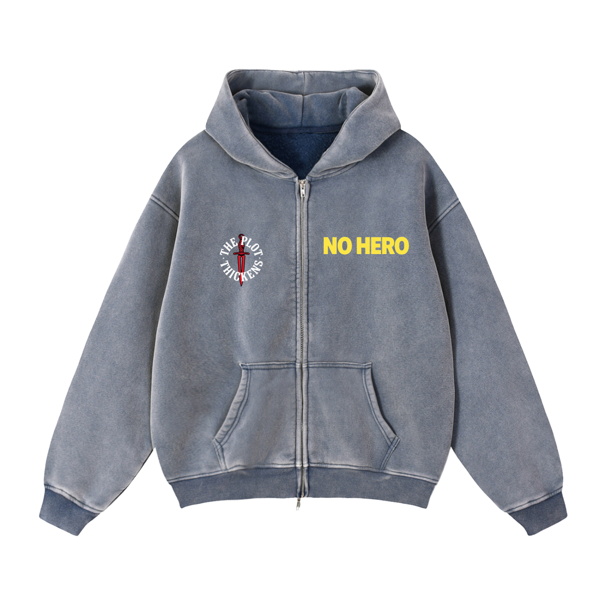 Plot Twist No Hero Boxy Zip-Through Hoodie