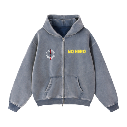 Plot Twist No Hero Boxy Zip-Through Hoodie