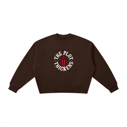 Plot Twist The Plot Thickens Boxy Crewneck Sweatshirt