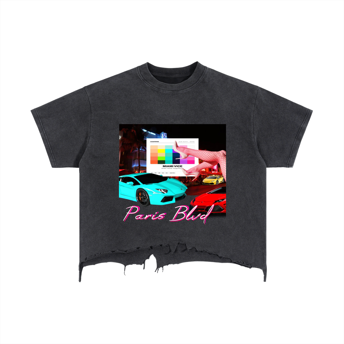 Miami Vice Collection Aqua Pink Distressed T-Shirt