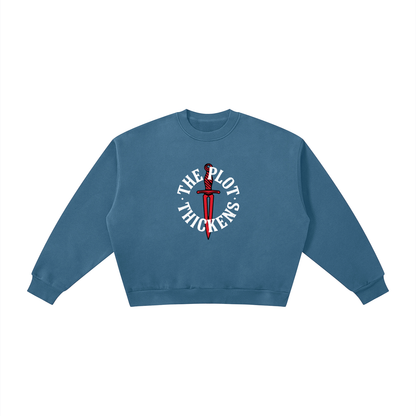 Plot Twist The Plot Thickens Boxy Crewneck Sweatshirt