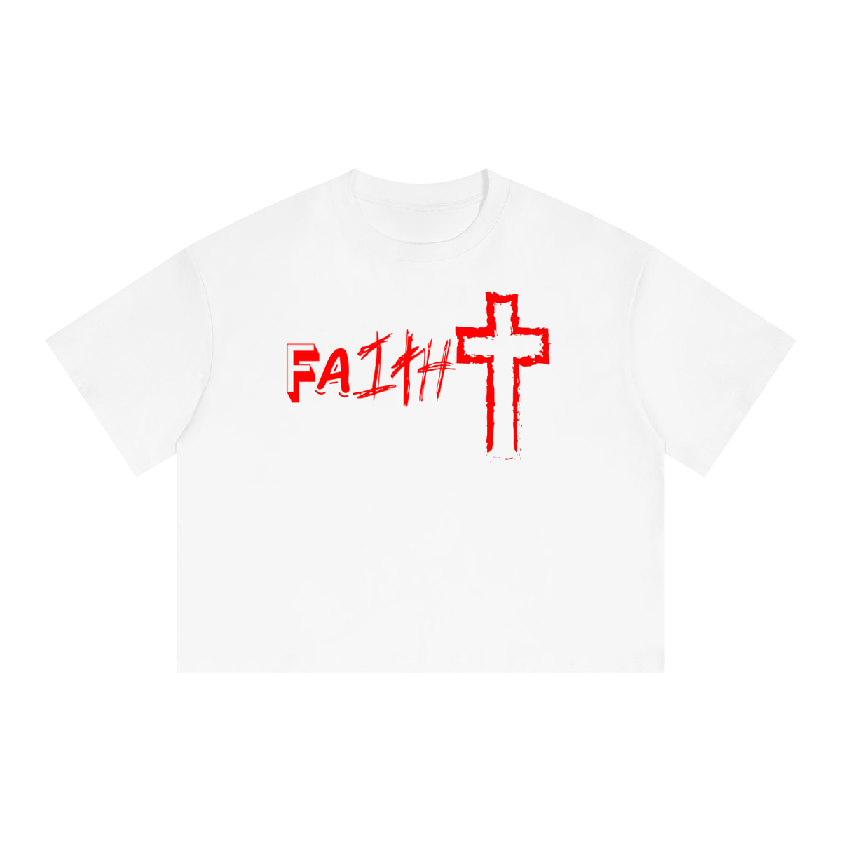 FAitH Collection Drop Shoulder Crop T-Shirt